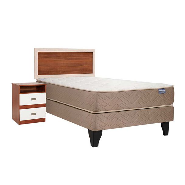 Cama Europea Celta 1,5 Plazas Bamboo + Respaldo + Velador