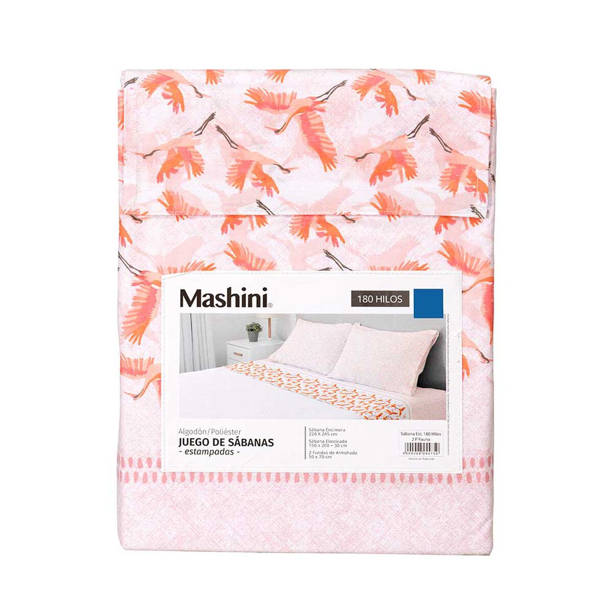 Juego de Sábanas Mashini 180 Hilos 2 Plazas Estampado Multicolor