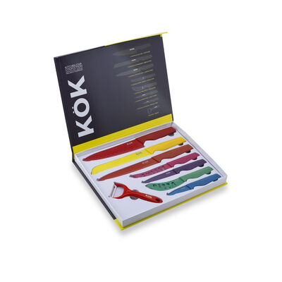 Juego de Cuchillos + Pelador Kok Color 8 Piezas