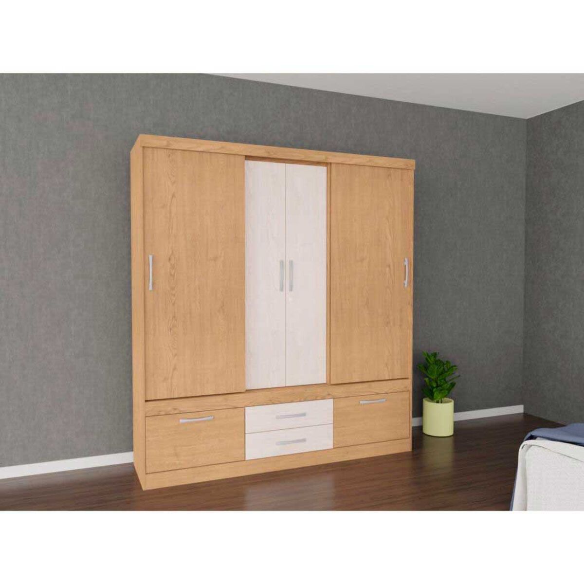 Closet Yardas Alexa 4 Puertas 4 Cajones Bicolor