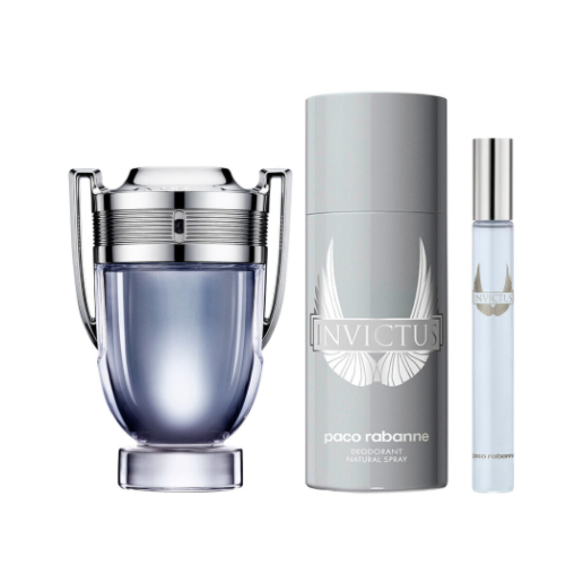Set Paco Rabanne Invictus Edt 100Ml + Desodorante + Megaspritzer 10 Ml