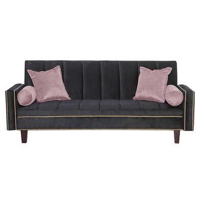 Futón Black Factory Vanguardia 3 Cuerpos Negro Rosa