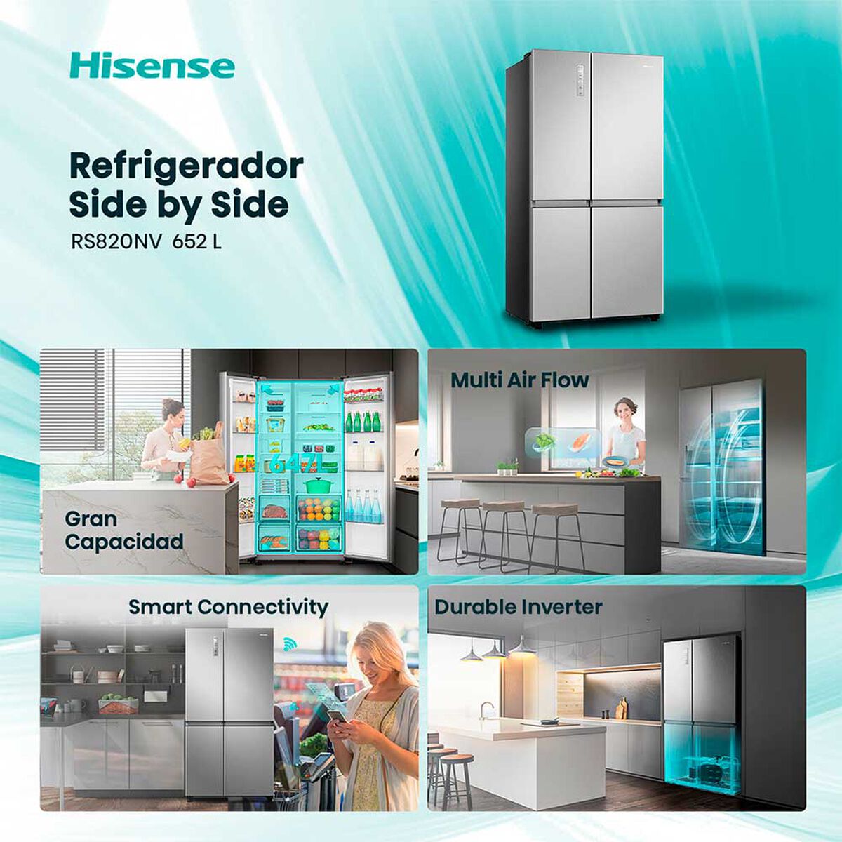 Refrigerador Side by Side Hisense RS820NV 652 L