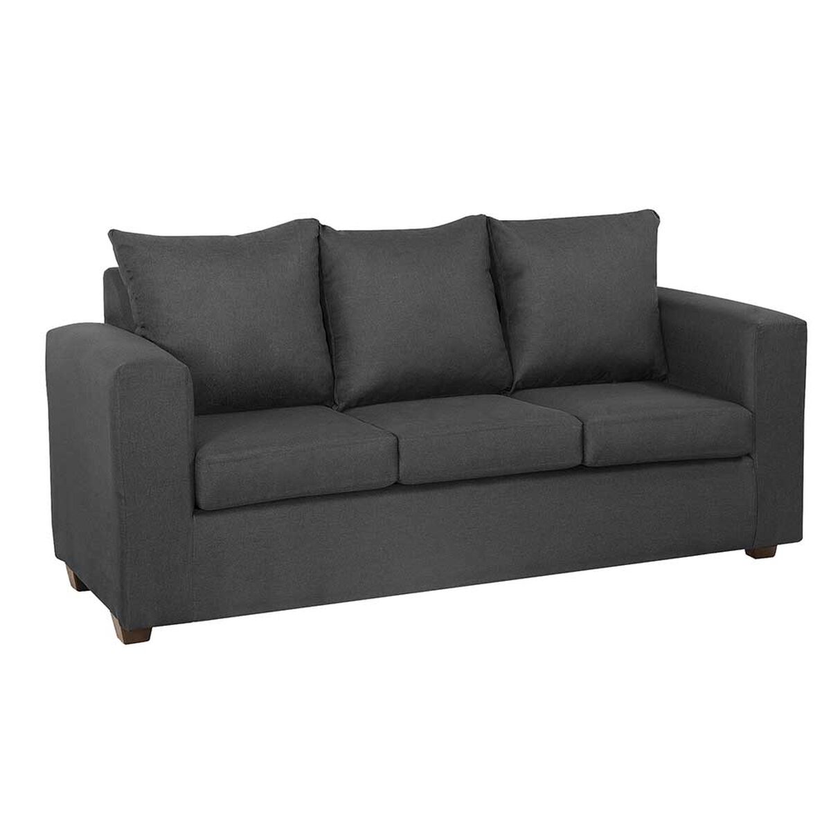 Juego de Living Innovamuebles Marco Sofá 3 Cuerpos + 2 Pouf Gris Oscuro