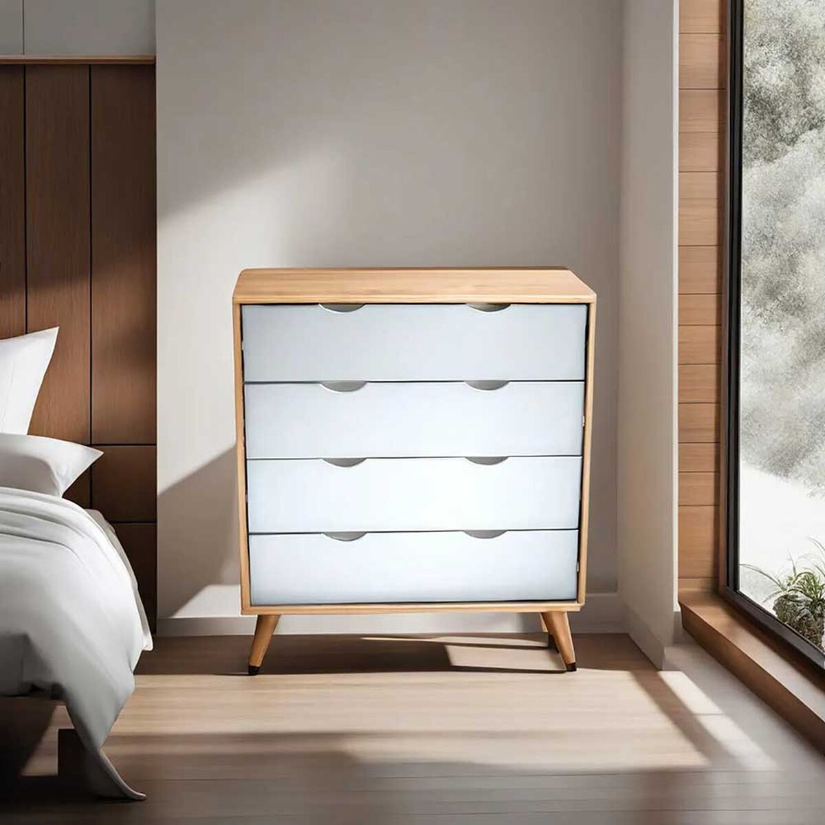 C&oacute;moda Vekkahome Elis 4 Cajones Caf&eacute;