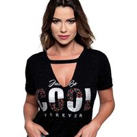 Polera Chocker Mujer Rock Caviar Negro