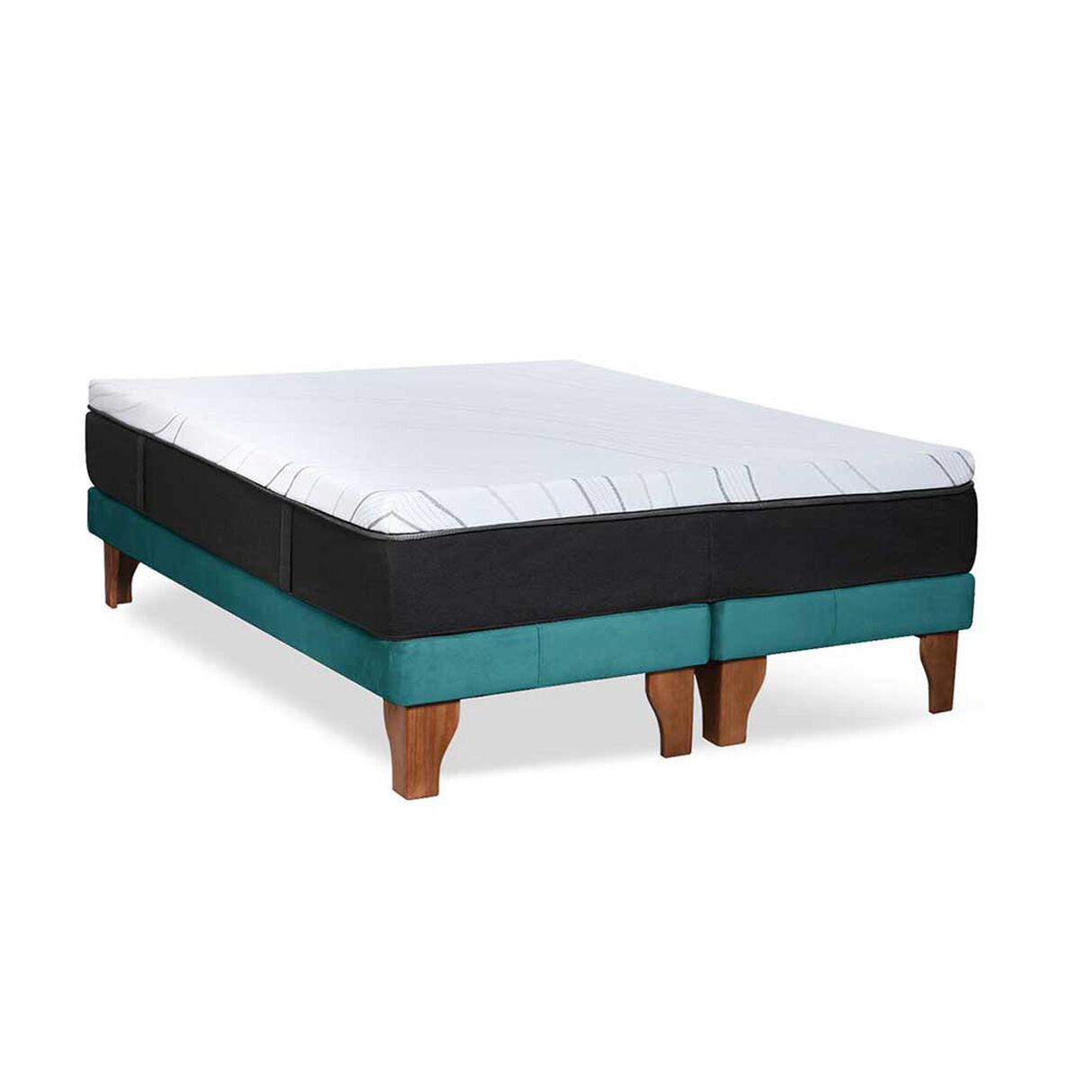 Cama Europea Latam Home Base Dividida 2 Plazas Zen Top Foam Visco Velvet Turquesa