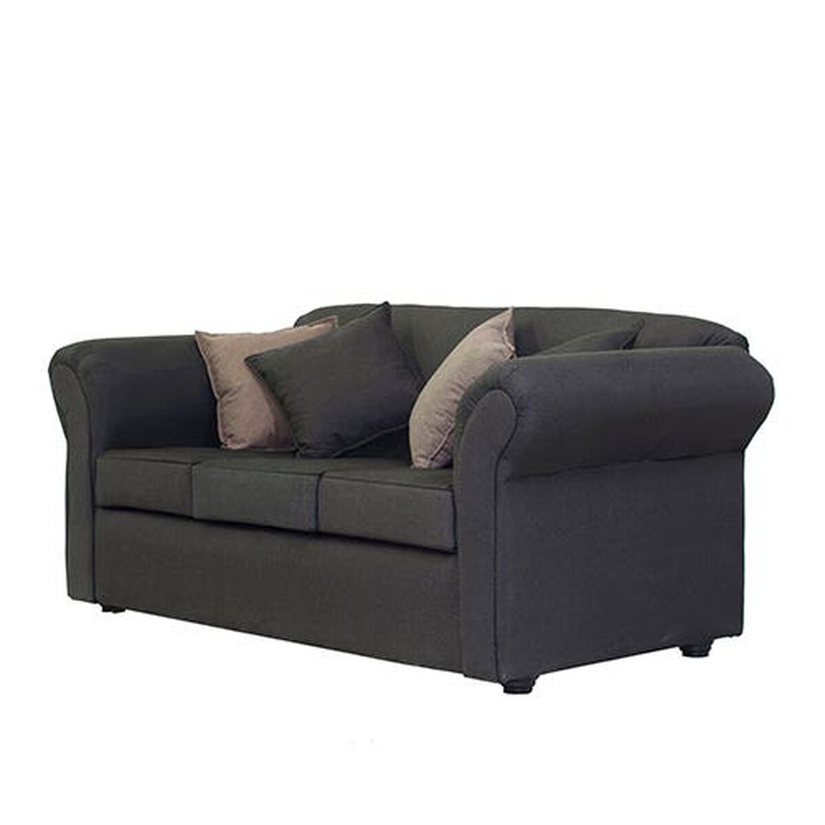 Juego de Living Essenza Amparo Sofá 3 Cuerpos + Dos Sillones 1 Cuerpo Gris Oscuro