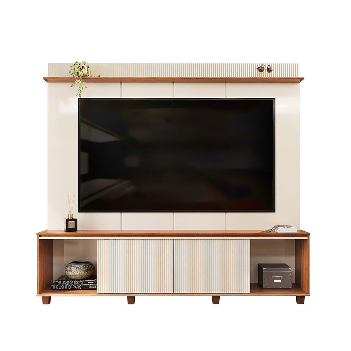 Home TV Vekkahome Maia Hasta 75" con Luz Beige Caf&eacute;