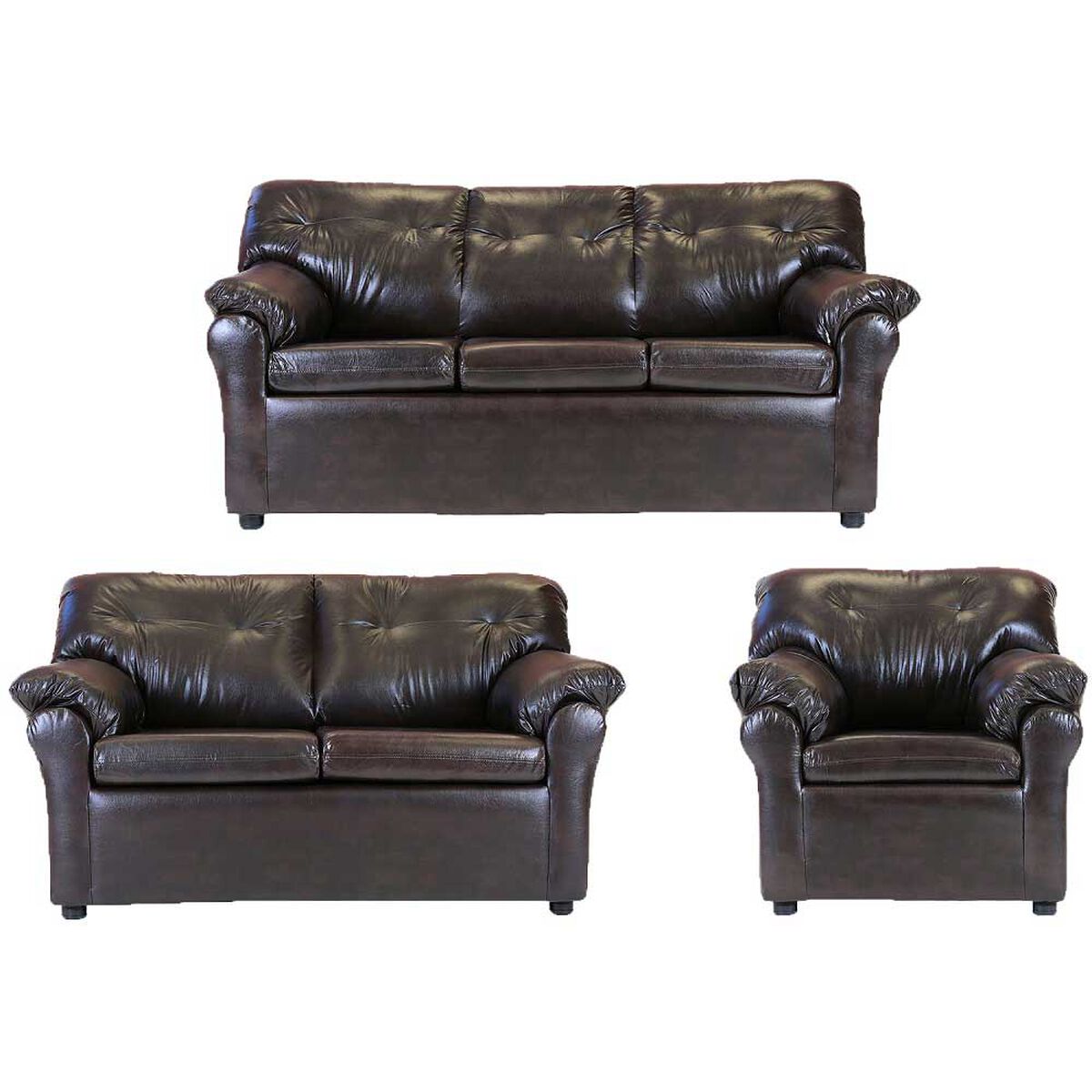 Juego de Living Muebles America Santa Fe Sofá 3 Cuerpos + Sofá 2 Cuerpos + Sillón 1 Cuerpo Café Moro