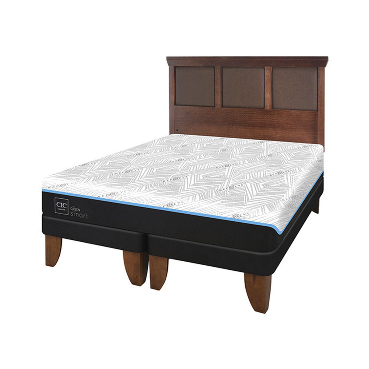 Cama Europea CIC Green Infinity 2 Plazas + 1 Respaldo Torino Caramel
