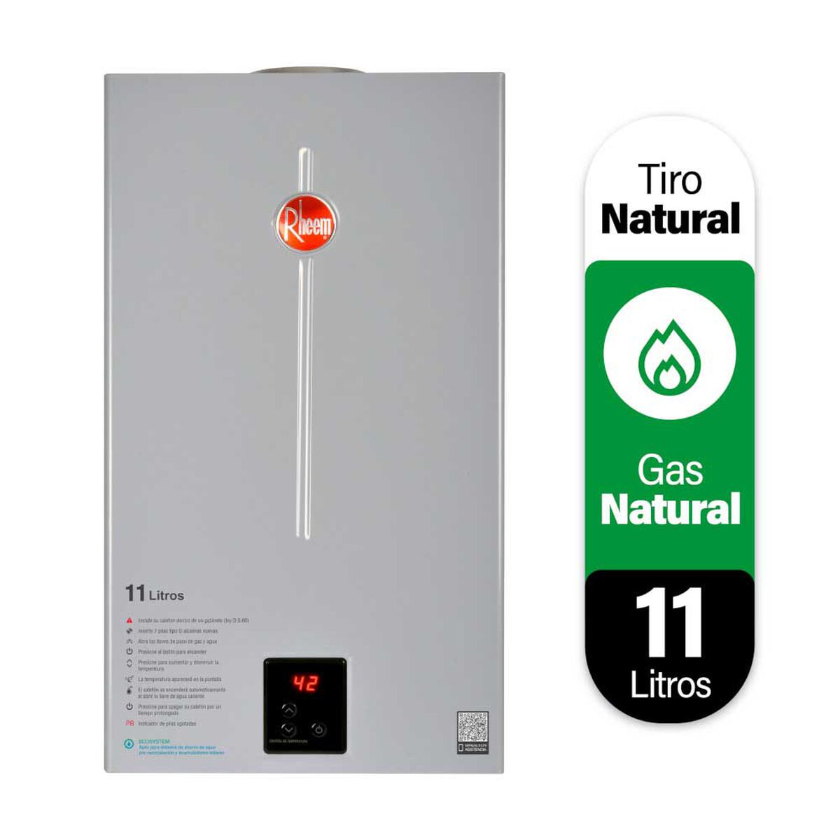 Calefont 11 litros Gas natural Tiro natural Rheem