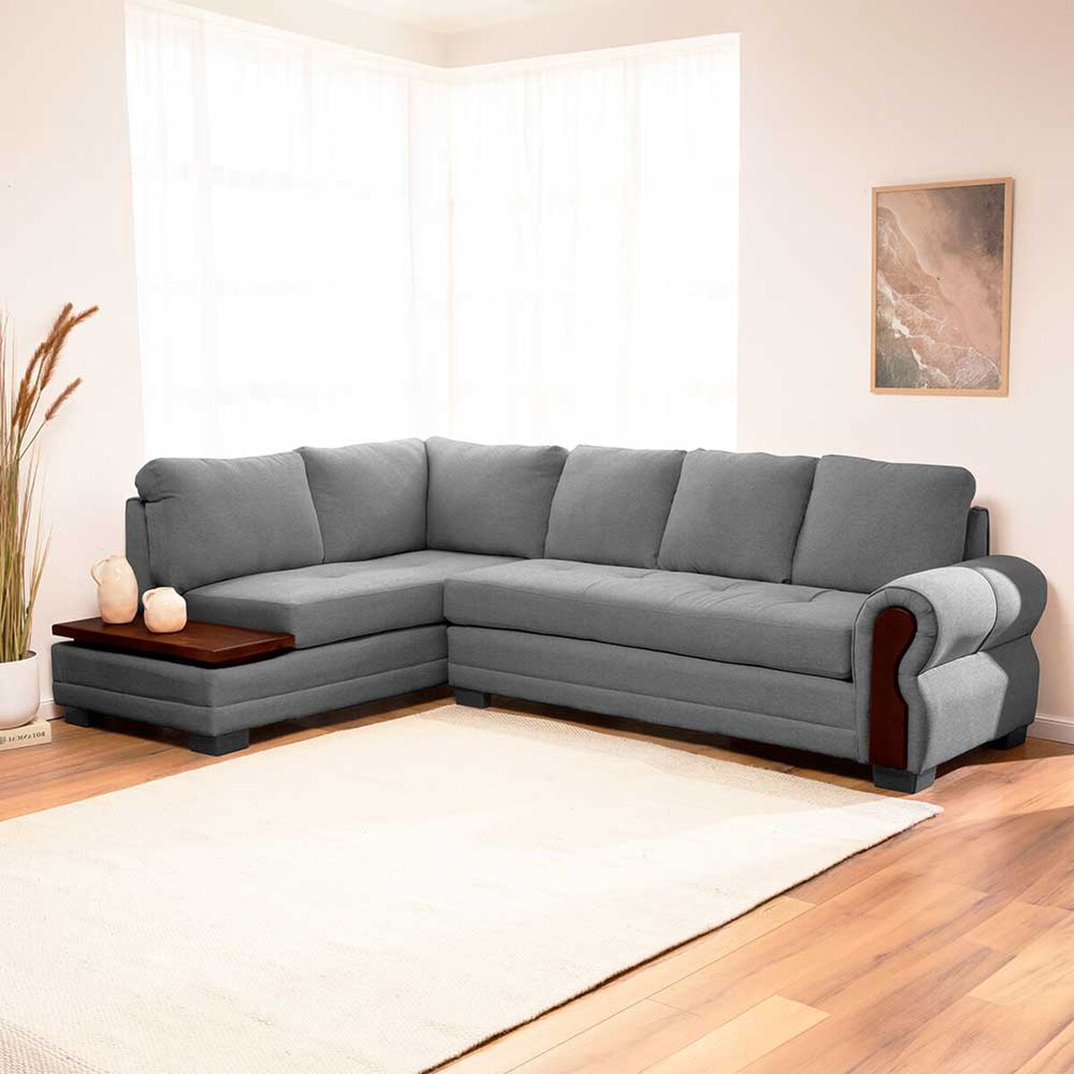 Sof&aacute; Seccional Living Factory Michigan 6 Cuerpos Gris