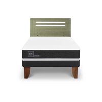 Cama Europea CIC 1,5 Plazas Ortopedic + Respaldo Munich Olivo