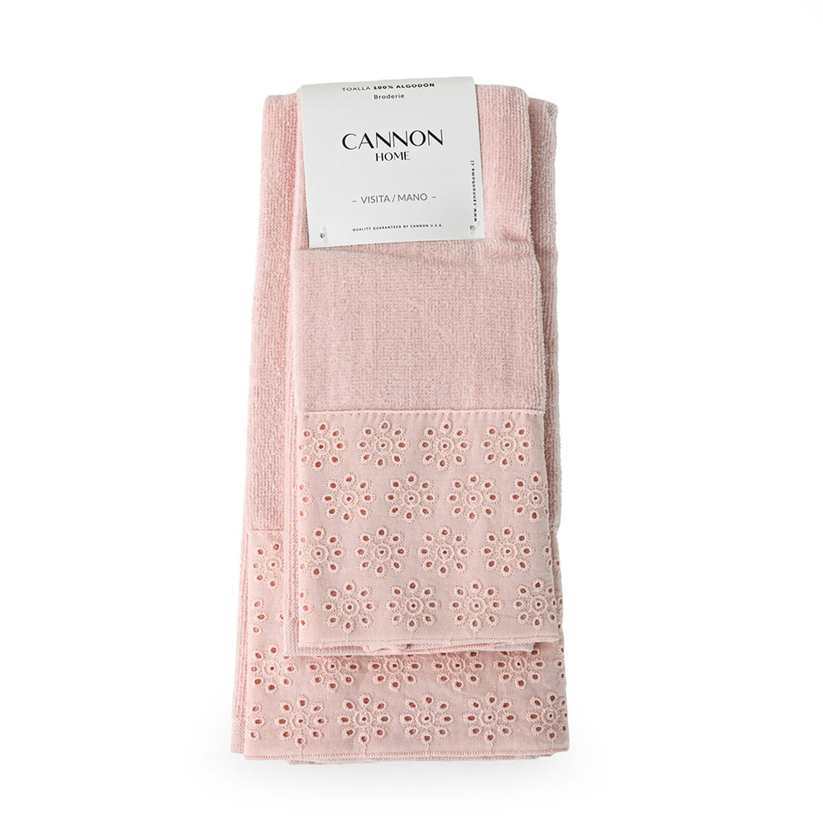 Set 2 Toallas de Ba&ntilde;o Cannon Bordada Teana Rosa