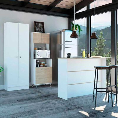 Combo Mueble Microondas + Barra de Cocina + Optimizador TuHome Kitchen Rovere Blanco
