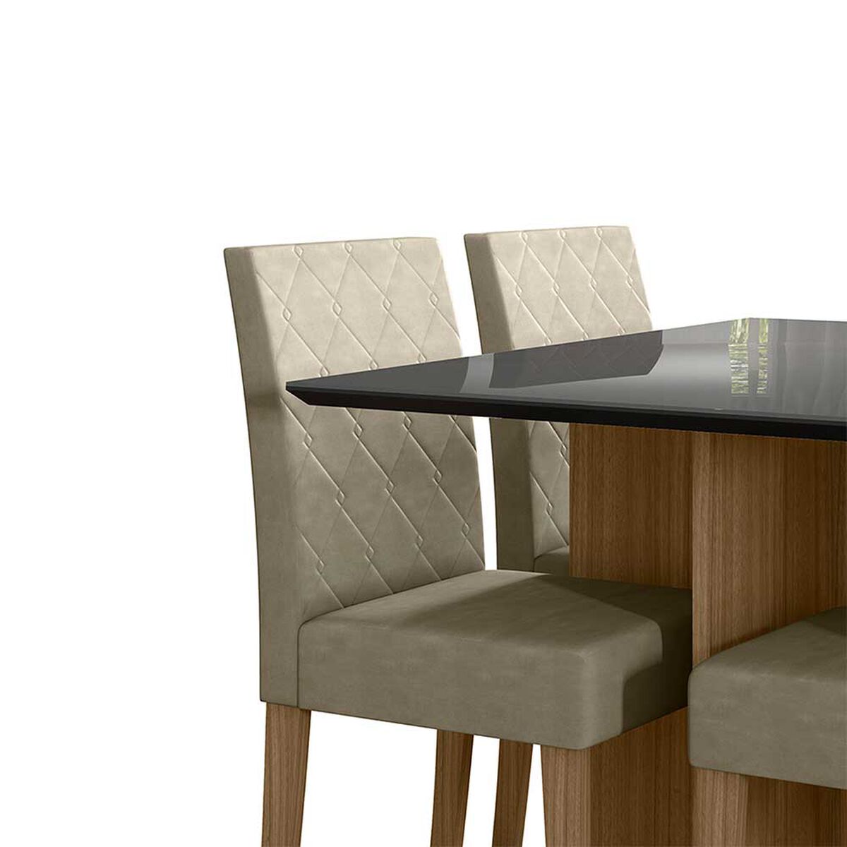 Juego de Comedor Home Mobili Helo 4 Sillas Blanco Off Caf&eacute; Grafito