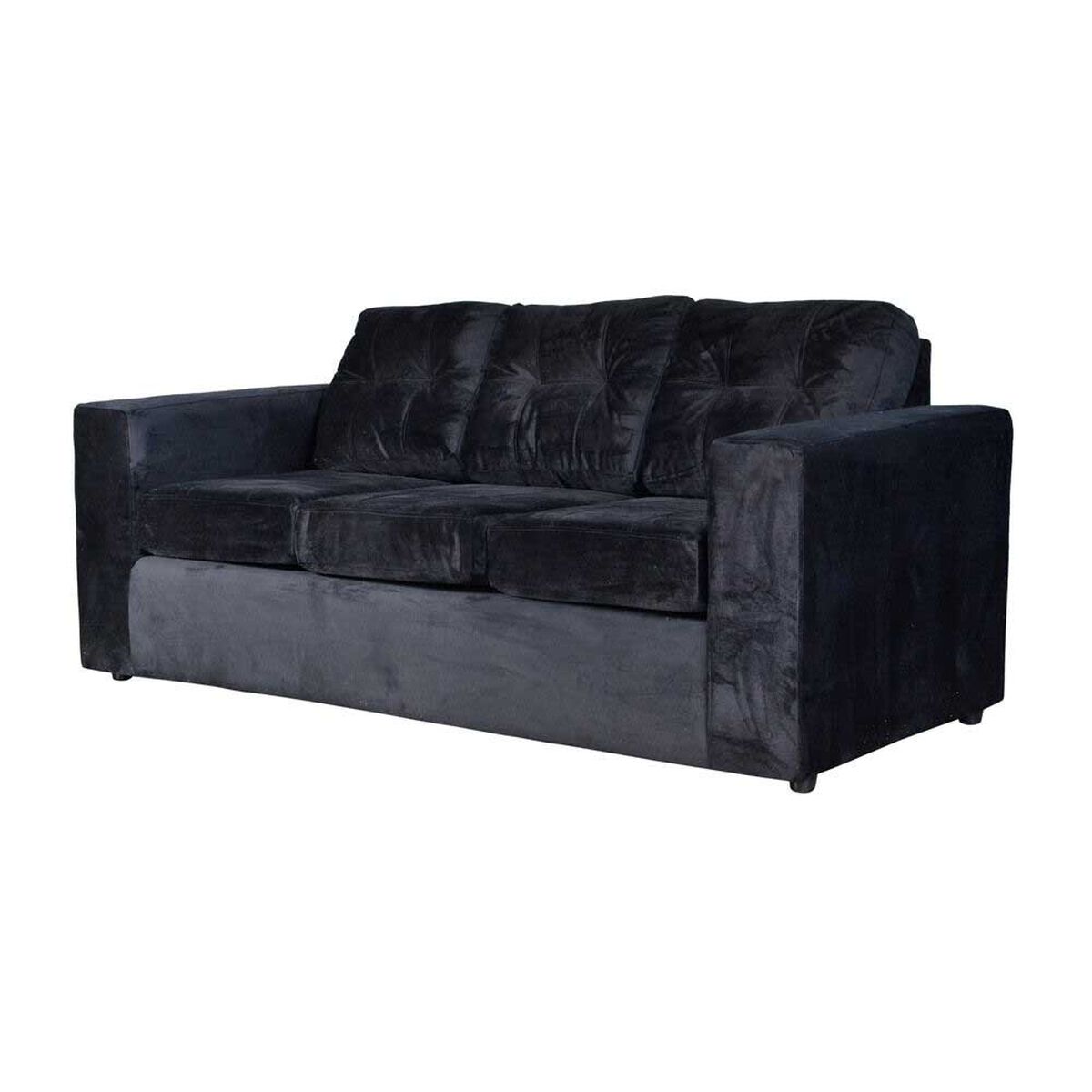 Juego de Living Kea Nize Felpa Sofá 3 Cuerpos + Dos Sillones 1 Cuerpo Negro