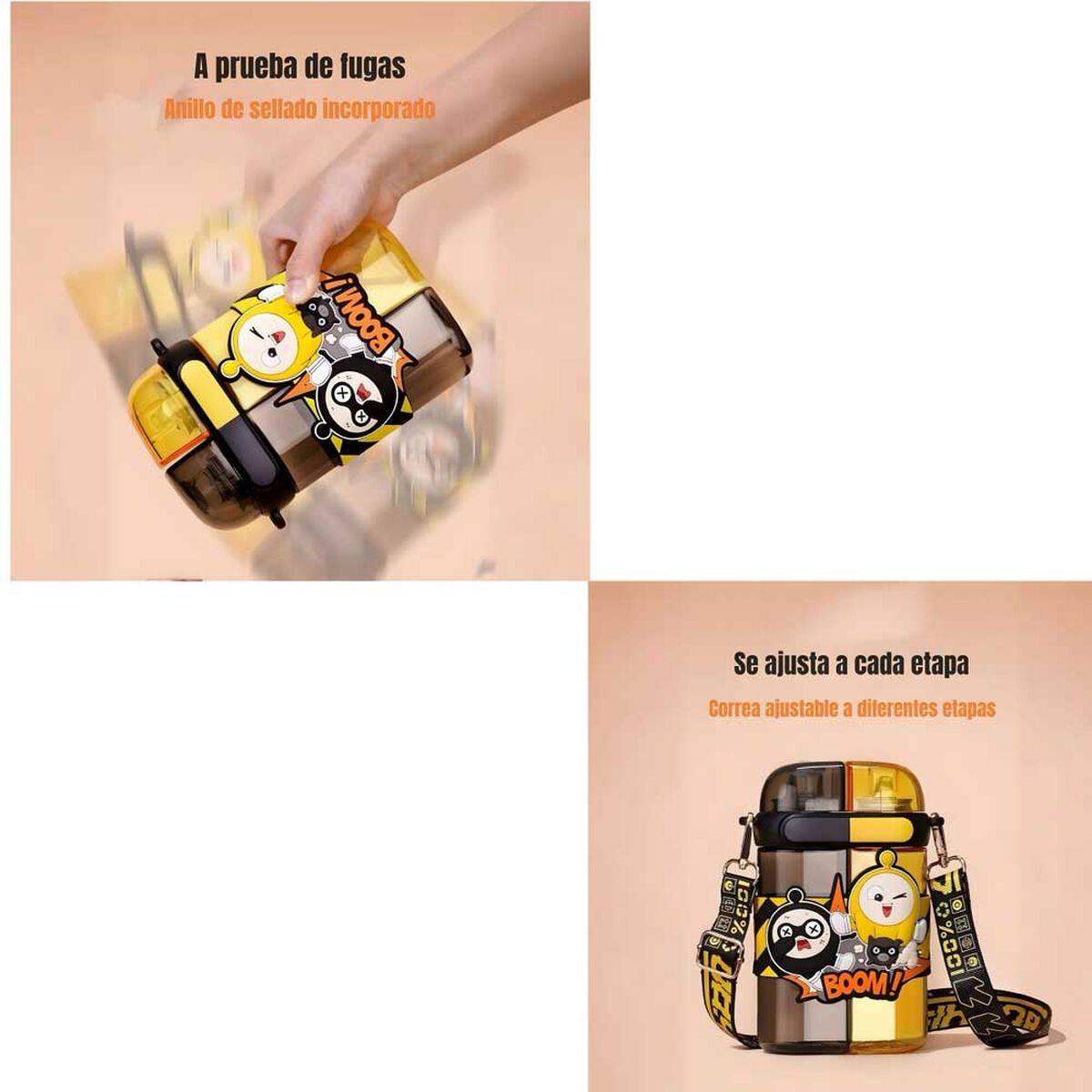 Botella Doble para Niños Lubabycas 640 ml Rosada