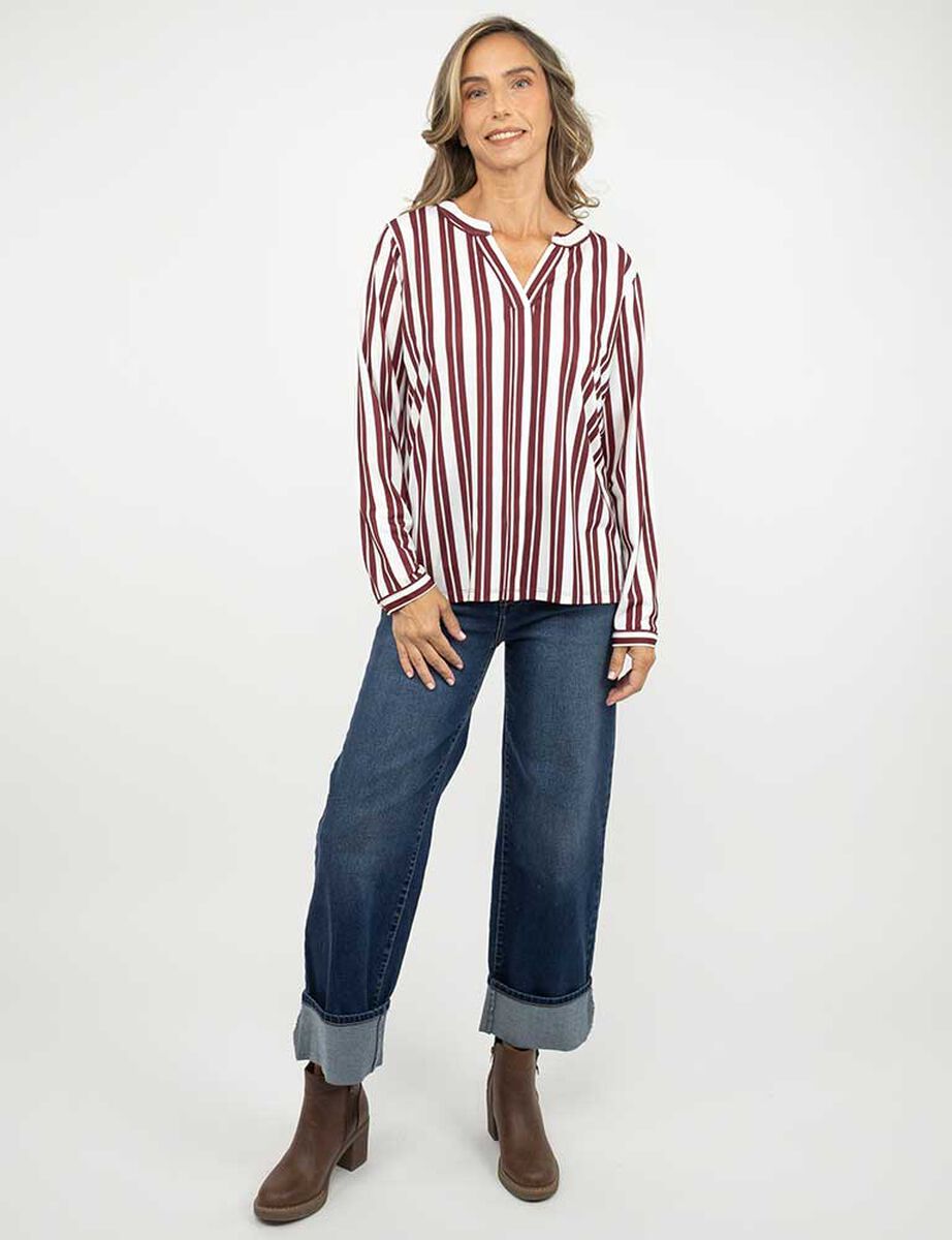 Blusa Rayas Manga Larga Mujer Portman Club
