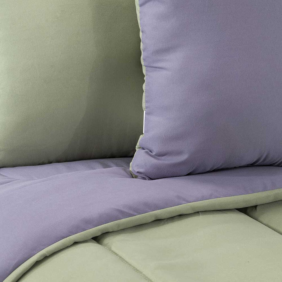 Set Plumón Bicolor + 2 Cojines Casanova 1,5 Plazas Liso Menta Mora