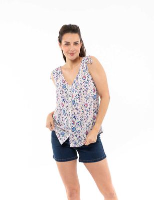 Imagen 1 del producto Blusa Estampada Sin Mangas Mujer Alma Celeste, Naranjo