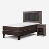 Cama Europea Rosen 1,5 Plazas New Ergo T + Respaldo Rachel Gris + Velador