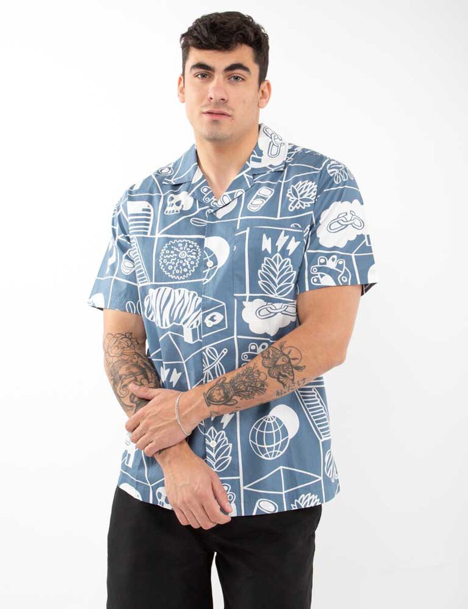 Camisa Algod&oacute;n Estampada Manga Corta Hombre Icono