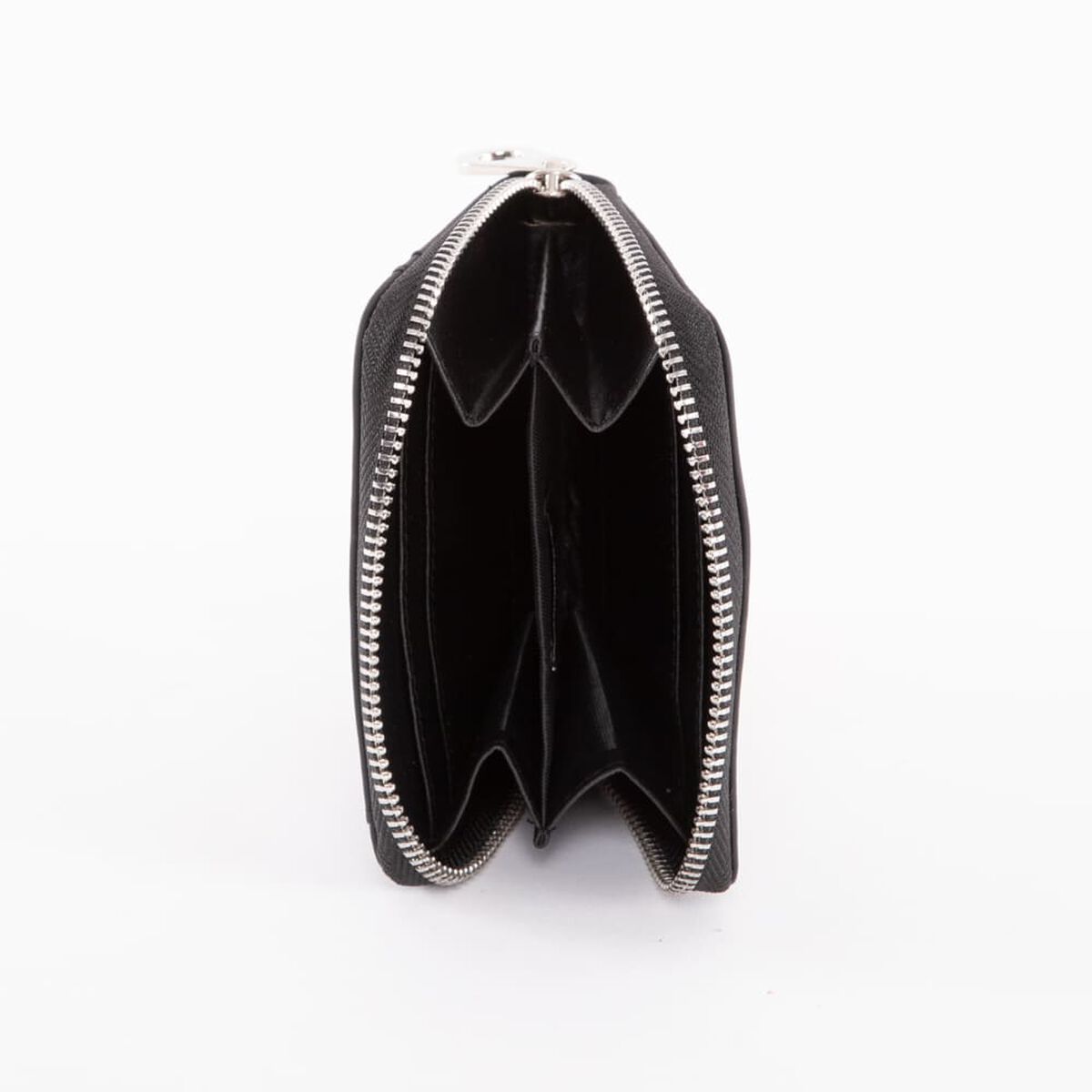 Billetera Lisa Negra Eco Cuero Mujer Icono