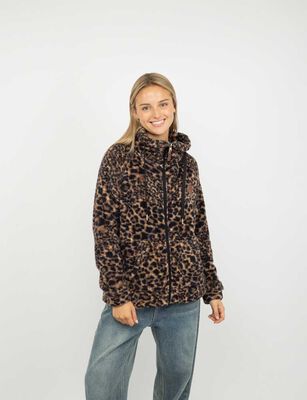 Imagen 1 del producto Polerón Peludo Mujer Icono Animal, Crudo, Negro, Print-1