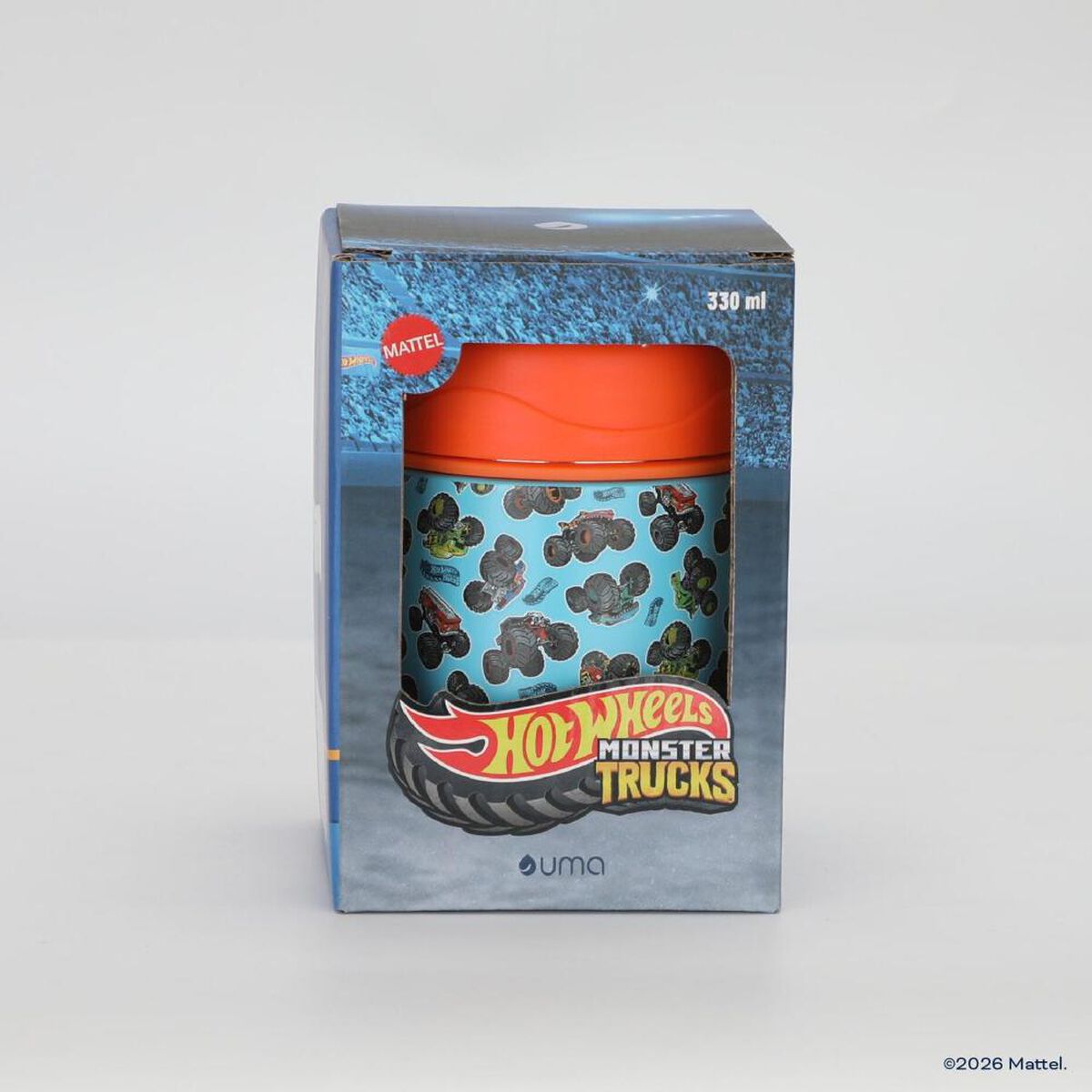 Termo Comida UMA Hot Wheels Truck + Cuchara 330ml Acero Inox Naranja