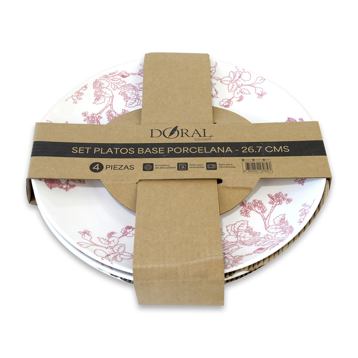 Set Platos Base Doral Flor 4 Piezas Cherry