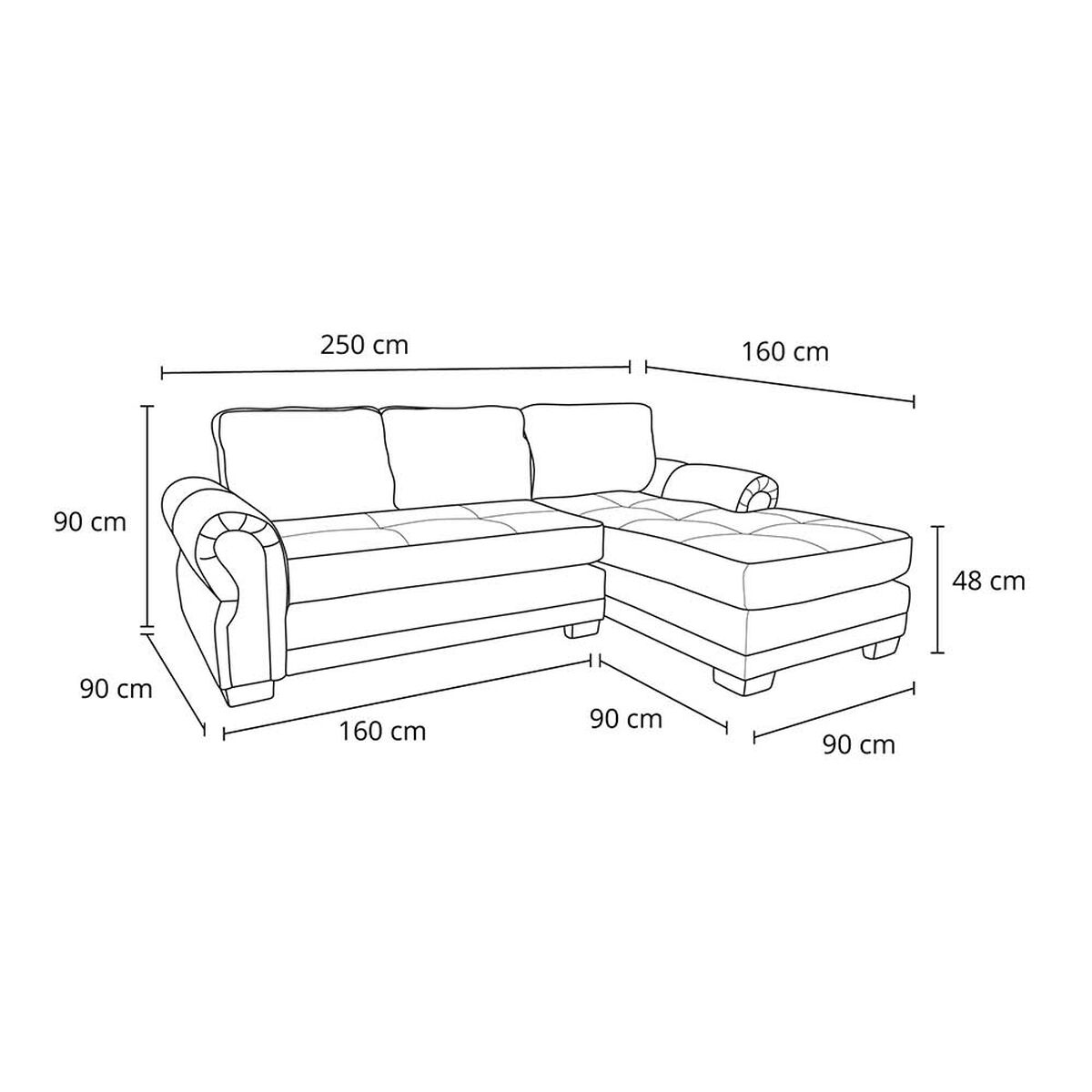 Sof&aacute; Seccional Living Factory Oregon 4 Cuerpos Azul