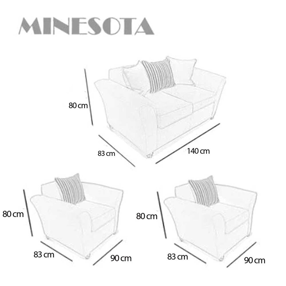 Juego de Living Elegant Detail Minesota Sof&aacute; 2 Cuerpos + Dos Sillones 1 Cuerpo Gris