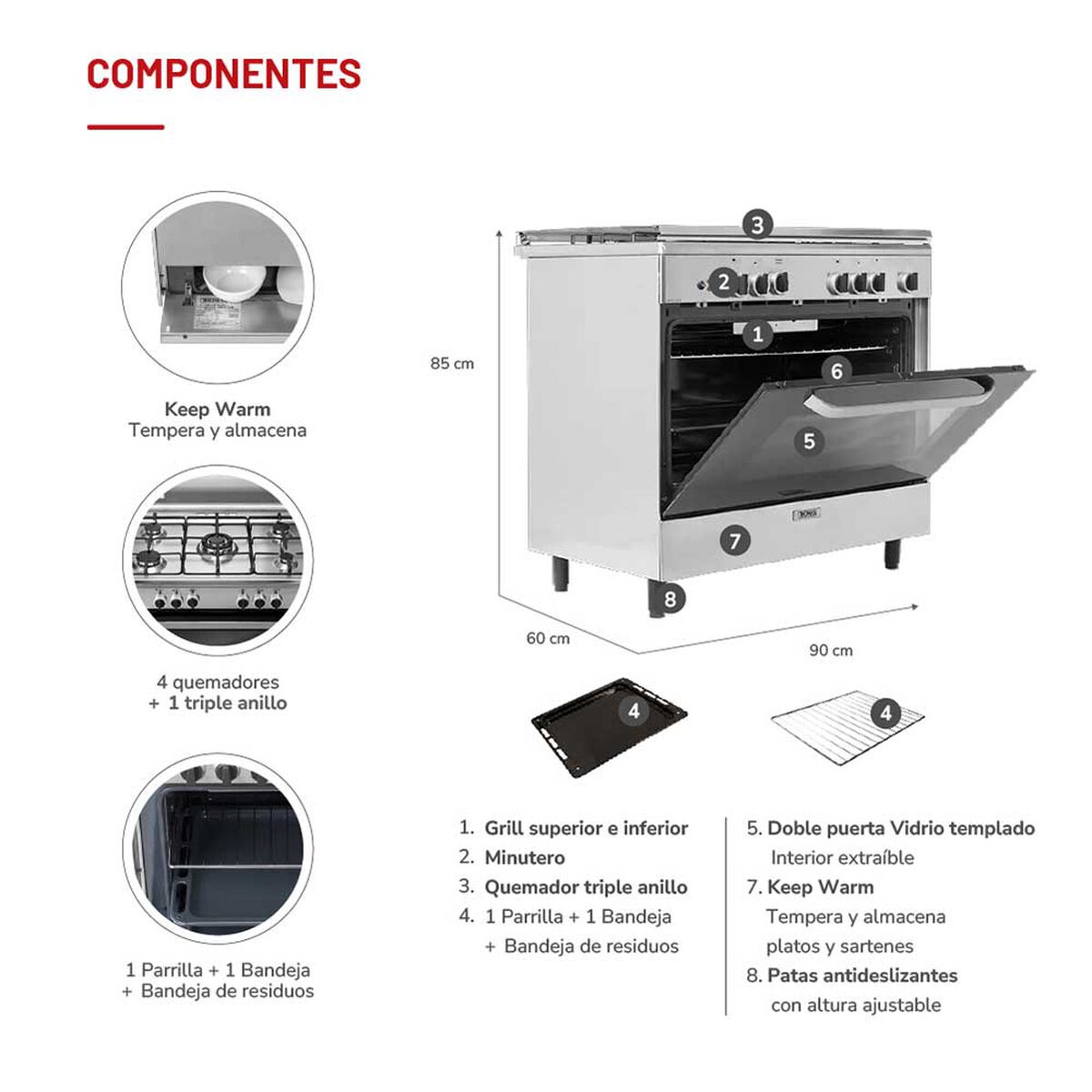 Cocina a Gas Thomas Florencia II 5 Quemadores