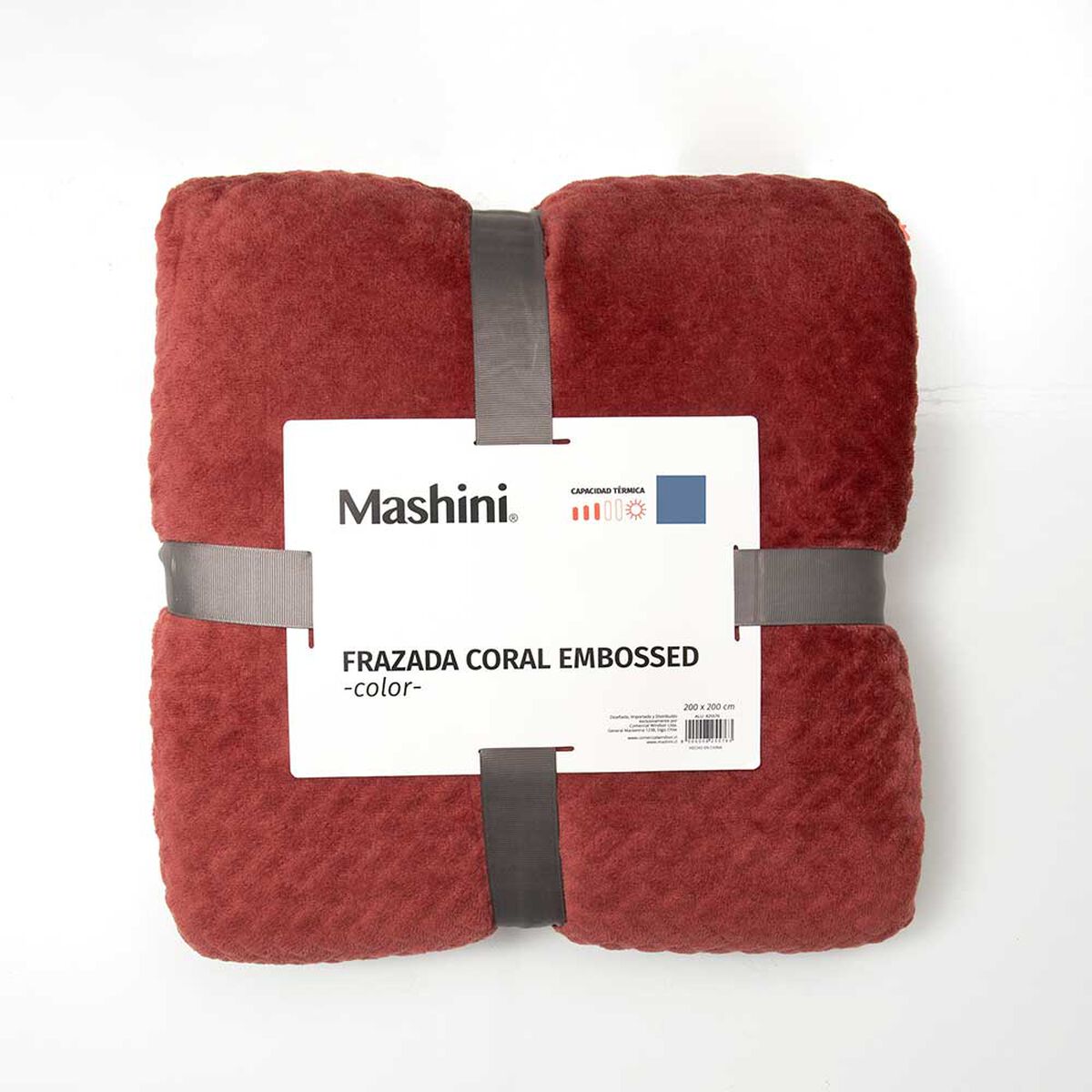 Frazada de Poliéster Mashini 1,5 Plazas Liso Burdeo
