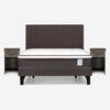 Cama Europea Rosen 2 Plazas New Style 4 + Respaldo + 2 Veladores Caf&eacute;