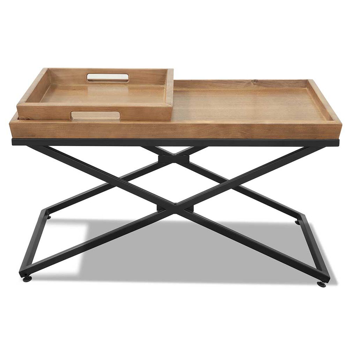 Mesa de Centro Mini Innovamuebles Monarca + 2 Bandejas Nogal Oscuro