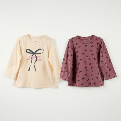 Pack 2 Polera Manga Larga Chess Baby Crudo, Rosado, Verde