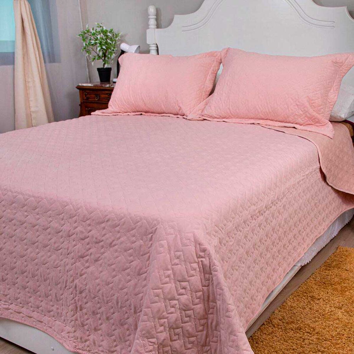 Quilt Doral King Rosa Pastel  Velvety