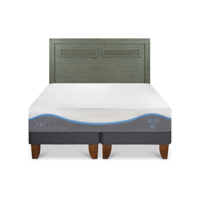 Cama Europea CIC Base Dividida 2 Plazas Alaska + Respaldo Milan Olivo