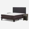 Cama Europea Rosen 2 Plazas Ergo T + Respaldo Grafito + 2 Veladores Grafito