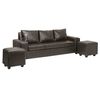 Juego de Living Innovamuebles Kahlo Sofá 3 Cuerpos + Dos Pouf 1 Cuerpo Café Oscuro