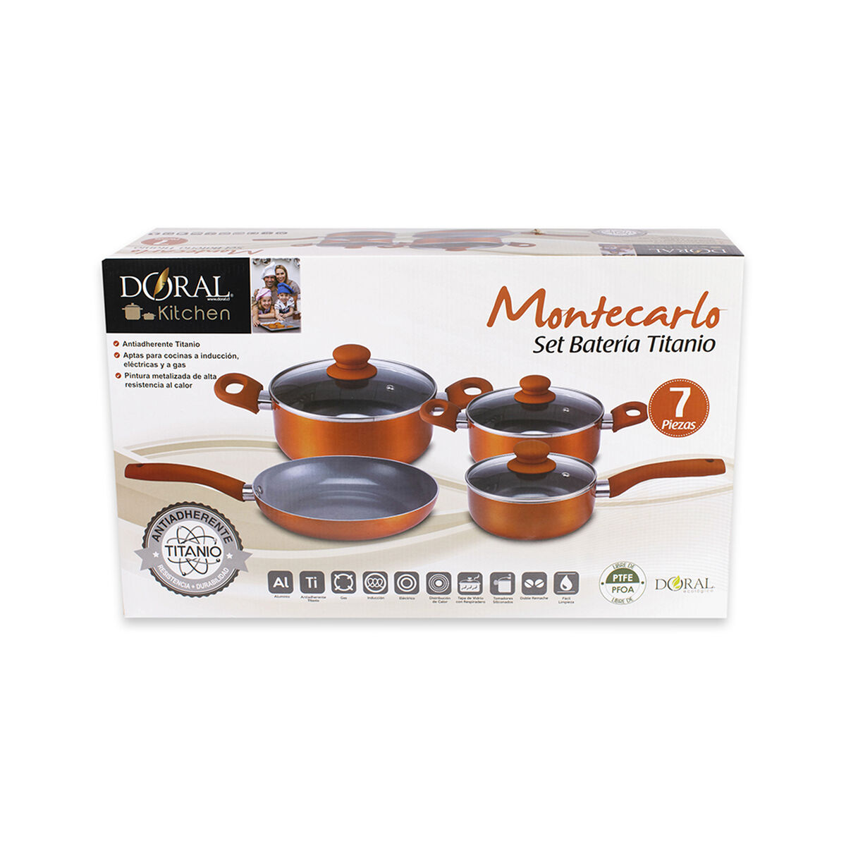 Batería Doral Montecarlo Acero Inoxidable 7 Piezas