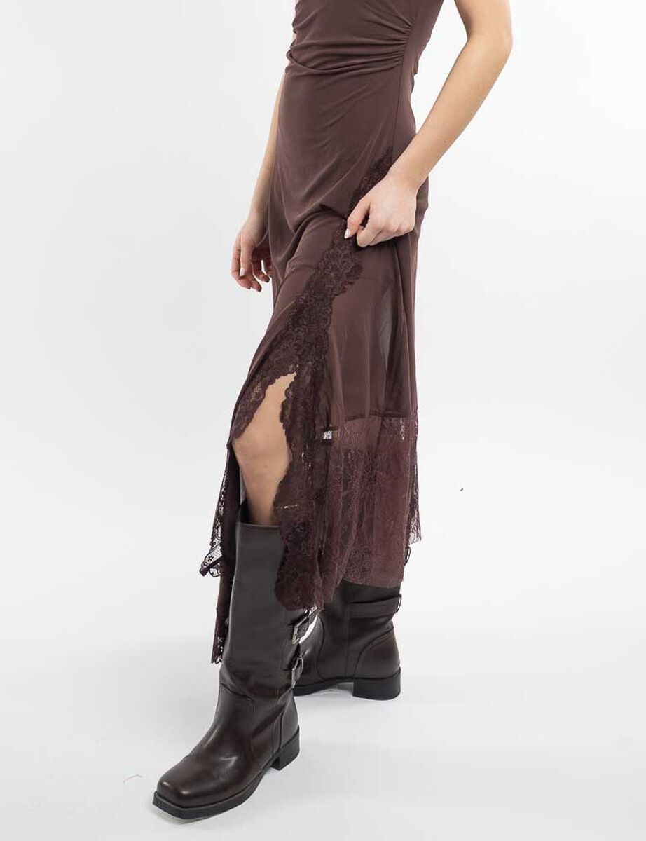 Vestido Maxi Encaje Strapless Mujer Icono