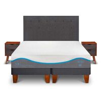 Cama Europea CIC Base Dividida 2 Plazas Alaska + Respaldo + 2 Veladores