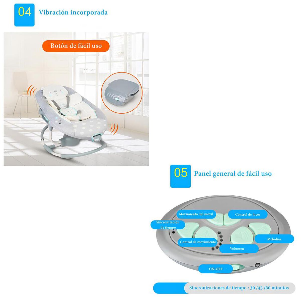 Columpio Mecedora Electrico 360° Ingenuity Lubabycas