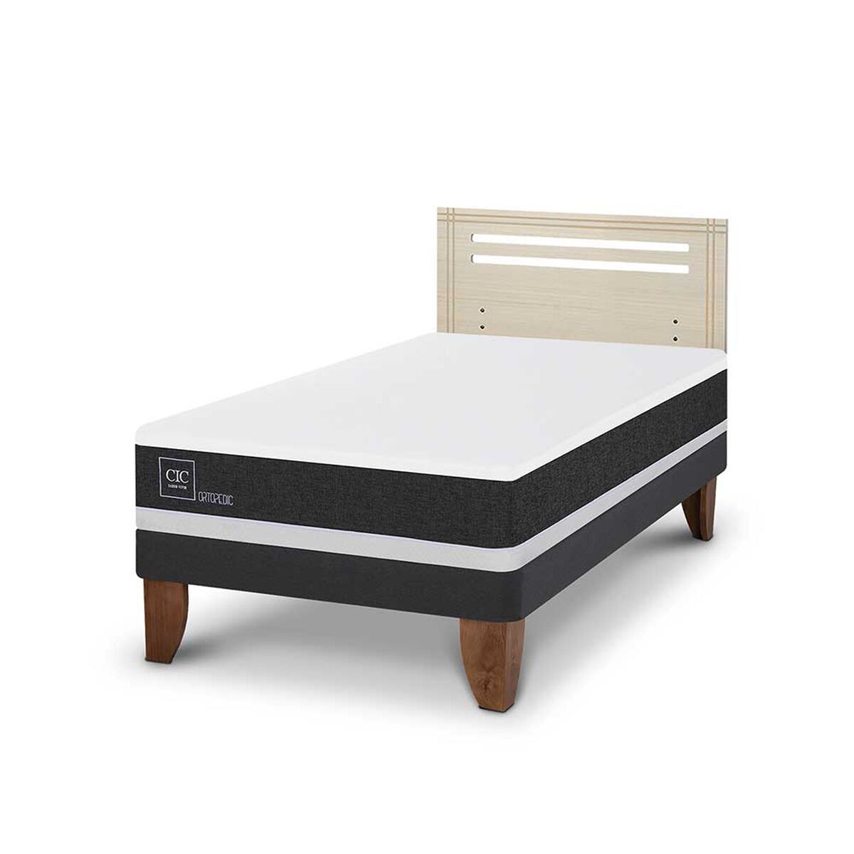 Cama Europea CIC 1,5 Plazas Ortopedic + Respaldo Munich Alpino