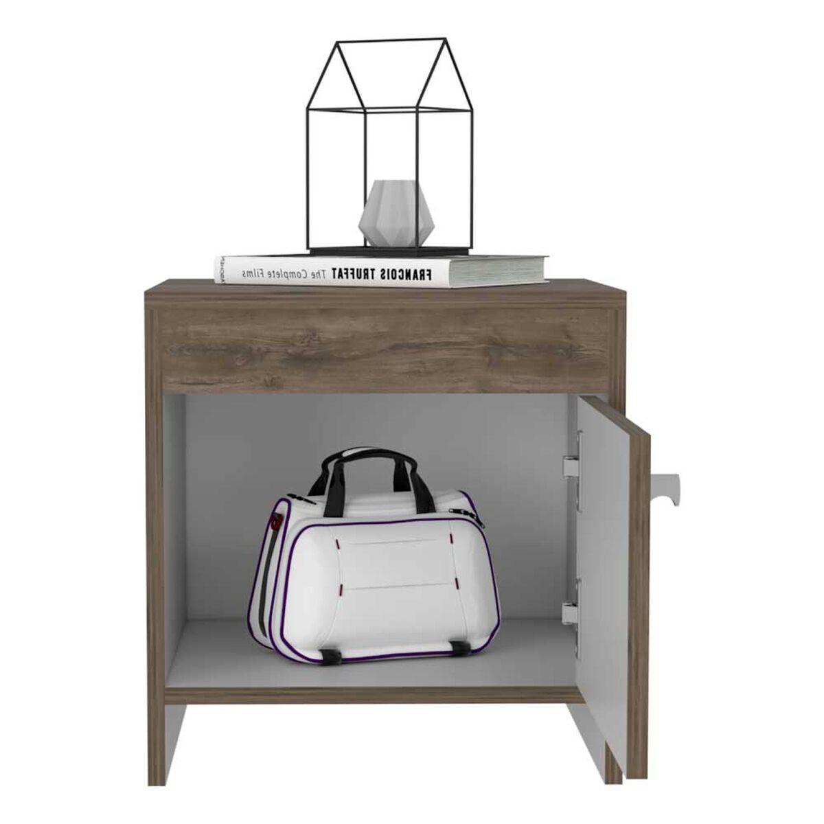 Velador TuHome Colore 1 Puerta Bellota y Blanco
