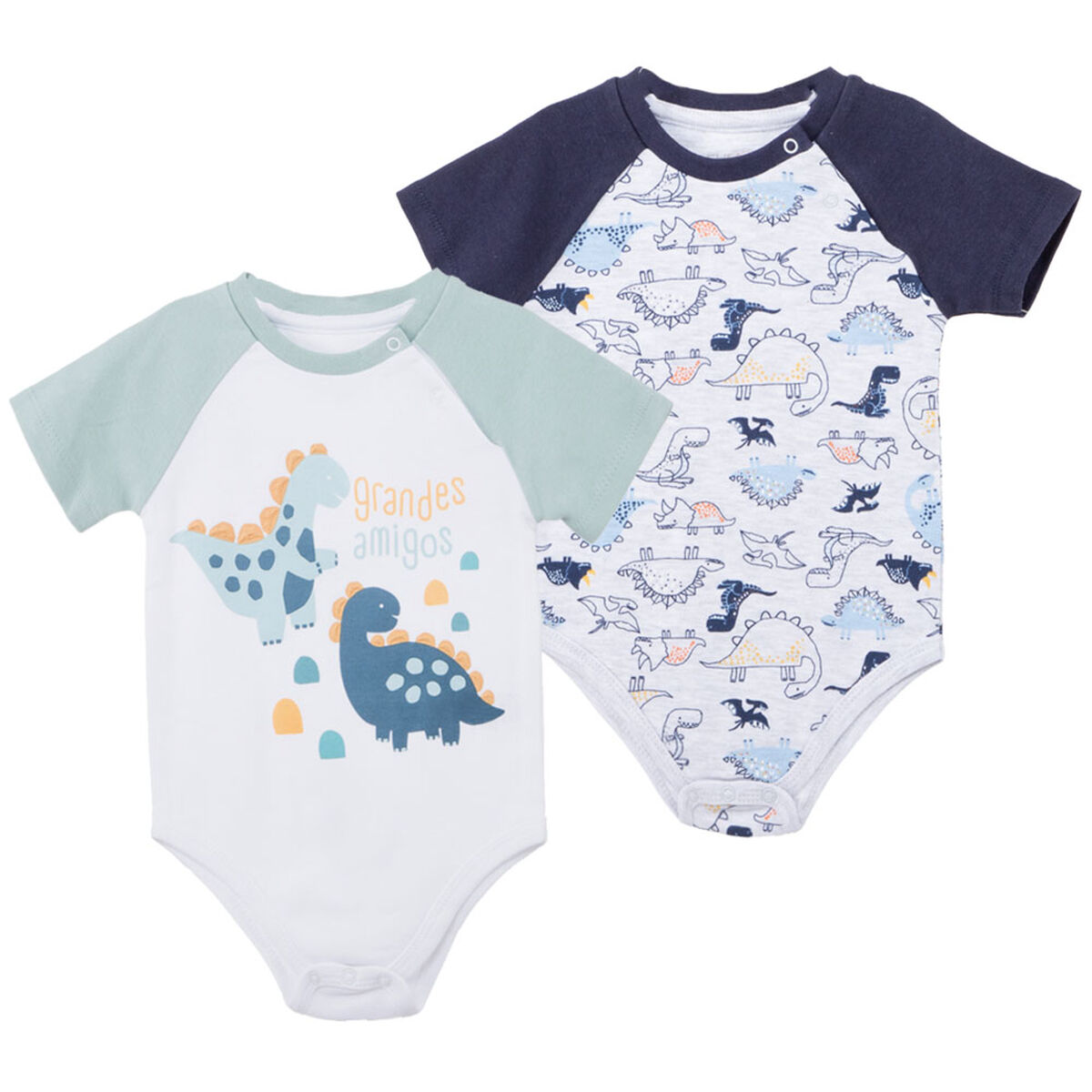 Pack 2 Body Dino Manga Corta de Algodón Chess Baby